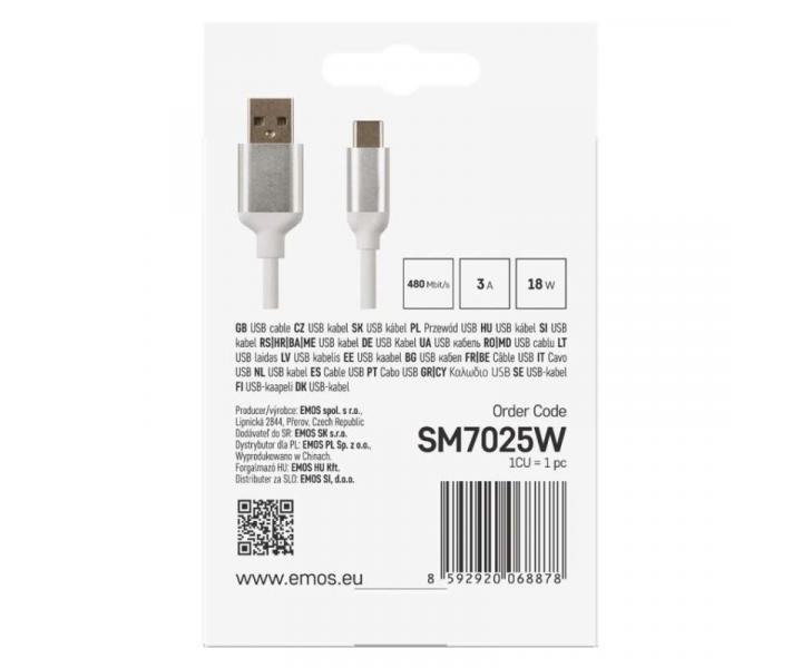 Nabjec a datov kabel USB-A 2.0 / USB-C 2.0, 1 m, bl Emos SM7025W