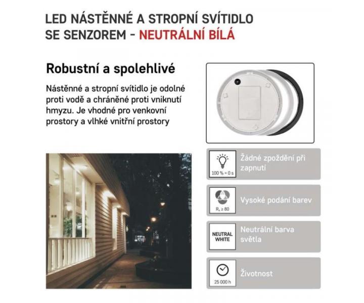 LED pisazen svtidlo ZURI s pohyb. idl., kruhov /b 14W n.b. Emos ZM3231