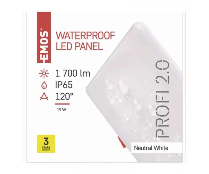 LED vestavn svtidlo VIXXO, tvercov, bl, 19W neut.b.,IP65 Emos ZV2152