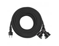 Venkovn prodluovac kabel 20 m / 2 zsuvky / ern / guma / 230 V / 1,5 mm2 Emos P0603