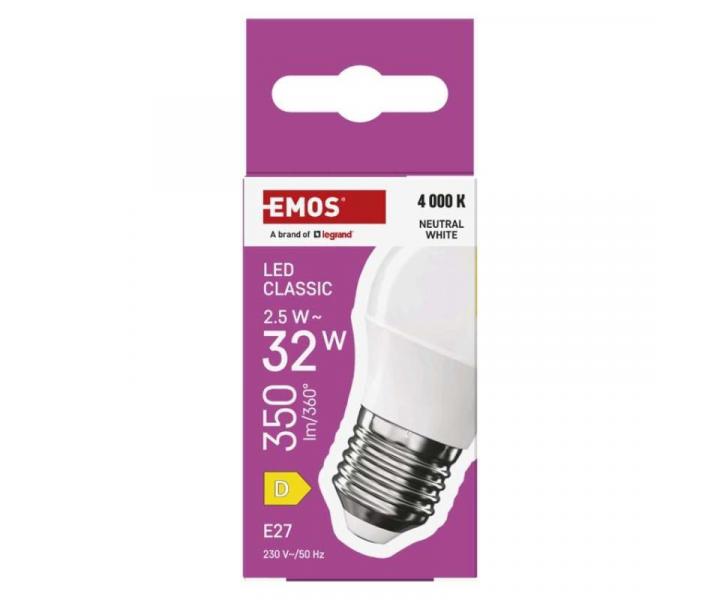LED rovka Classic Mini Globe / E27 / 2,5 W (32 W) / 350 lm / neutrln bl Emos ZQ6D13