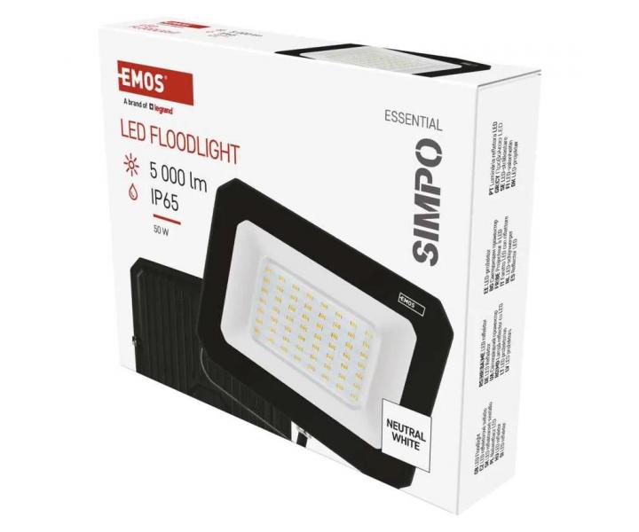 LED reflektor Emos Simpo ZS2243, IP65, 50 W, ern - neutrln bl