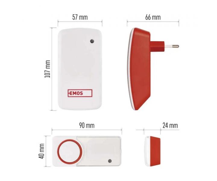 Bezbateriov� domovn� bezdr�tov� zvonek Emos P5750.2R do z�suvky, IP44