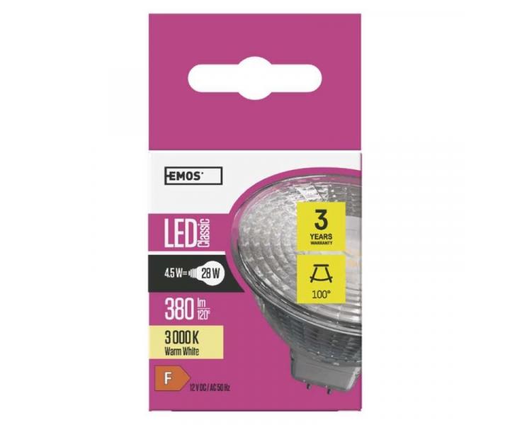 LED rovka Classic MR16 / GU5,3 / 4,5 W (28 W) / 380 lm / tepl bl Emos ZQ8433