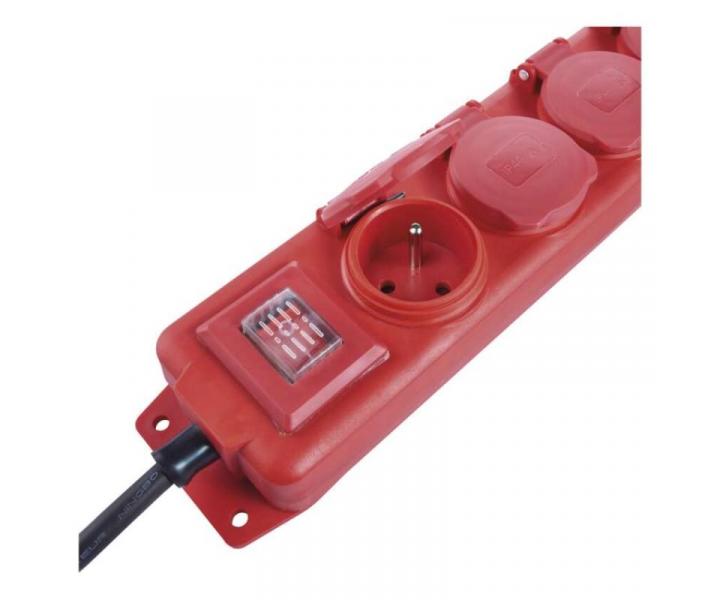 Prodluovac kabel 3 m / 4 zsuvky / s vypnaem / erno-erven / guma-neopren / 1,5 mm2 Emos P14131