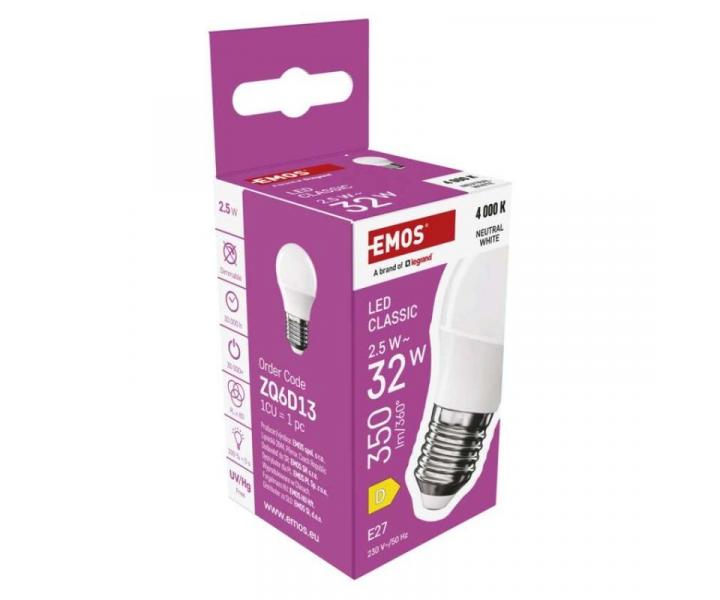 LED rovka Classic Mini Globe / E27 / 2,5 W (32 W) / 350 lm / neutrln bl Emos ZQ6D13