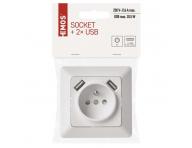 Zsuvka s USB 2,1A max., bl Emos A6000.0