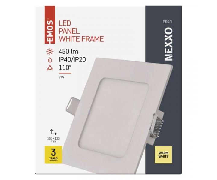 LED vestavn svtidlo NEXXO, tvercov, bl, 7W, tepl bl Emos ZD2124