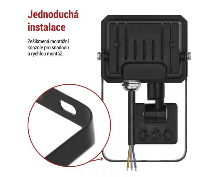 LED reflektor SIMPO s pohybovm idlem, 10 W, ern, neutrln bl Emos ZS2313