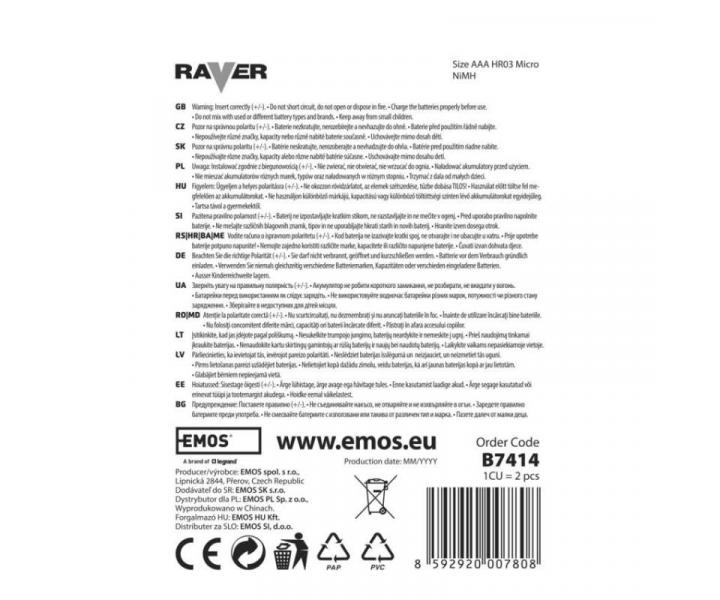 Nabjec baterie do solrnch lamp RAVER SOLAR AAA (HR03) 400 mAh - 1ks