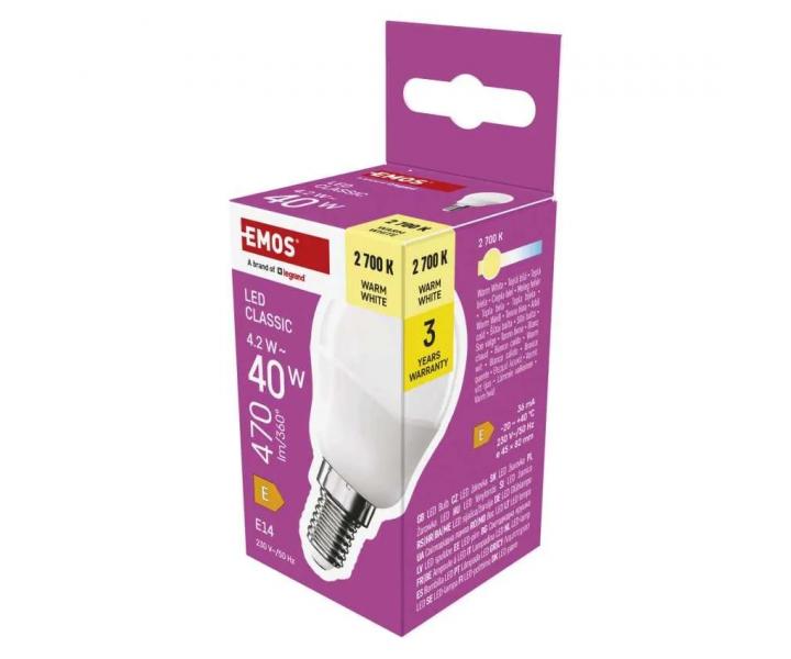 LED rovka Emos Classic Mini Globe, E14, 4,2 W (40 W), tepl bl