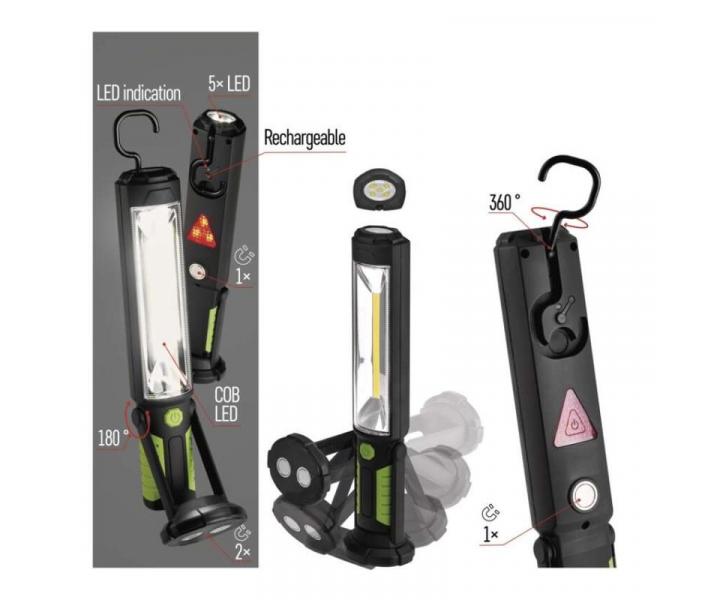 COB LED + LED pracovn svtilna P4525,500 lm,Li-Ion 2000 mAh Emos P4525