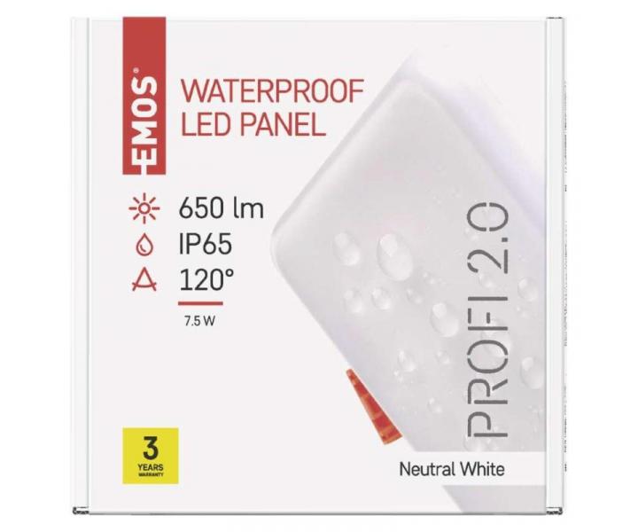 LED vestavn svtidlo VIXXO, tvercov, bl, 7,5W neutr.b.,IP65 Emos ZV2122
