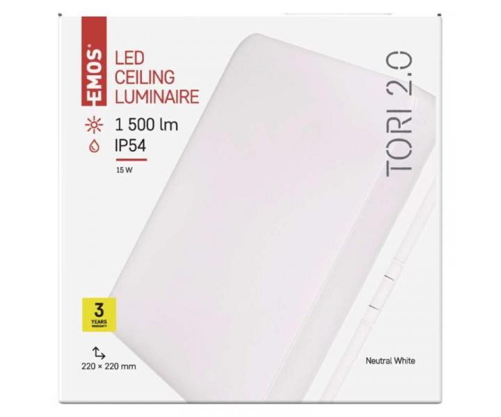 LED pisazen svtidlo TORI, tvercov bl 15W neutr. b., IP54 Emos ZM4323