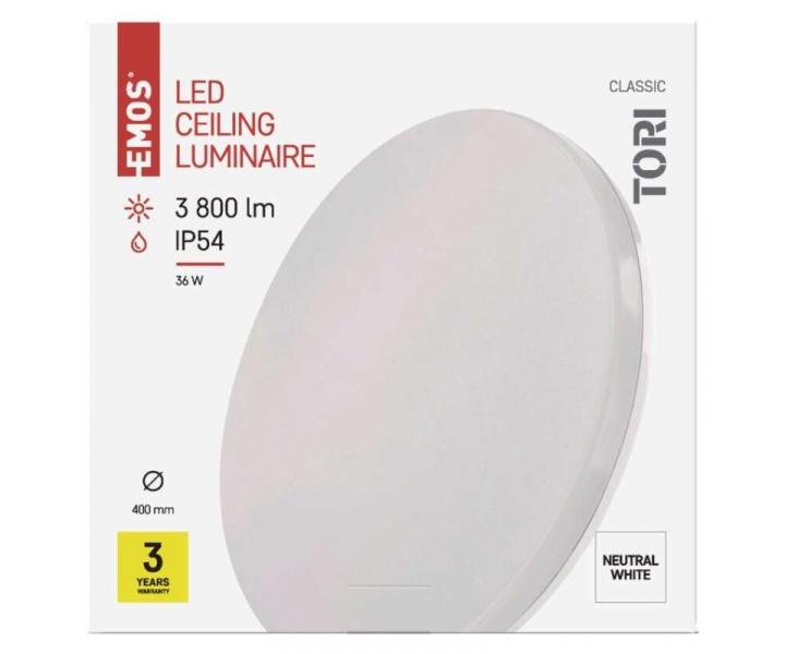 LED pisazen svtidlo TORI, kruhov bl 36W neutrln b., IP54 Emos ZM4325