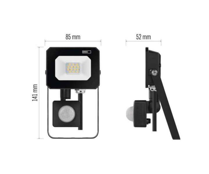 LED reflektor SIMPO s pohybovm idlem, 10 W, ern, neutrln bl Emos ZS2313