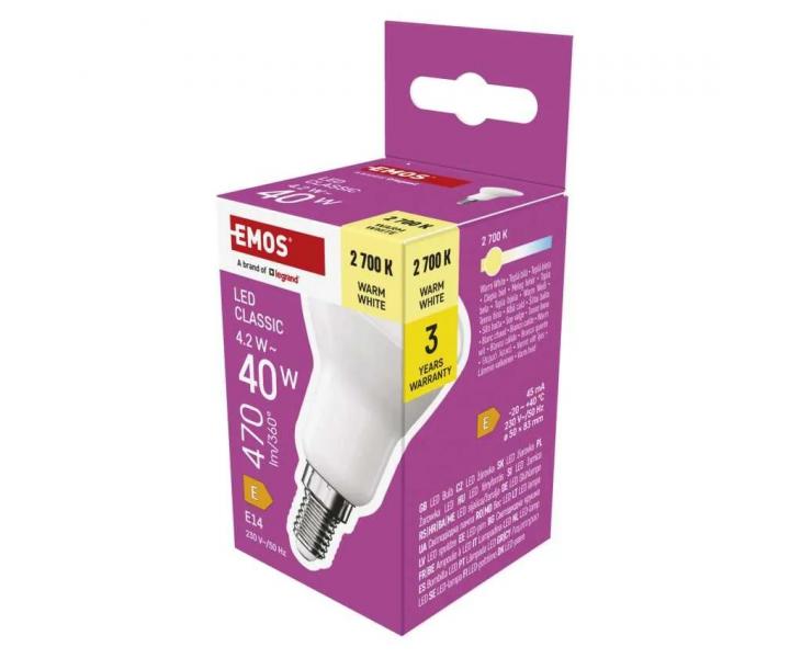 LED rovka Emos Classic R50, E14, 4,2 W (40 W) - tepl bl