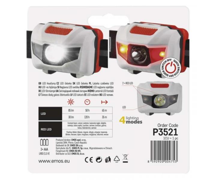 LED elovka P3521, 85 lm, 65 m, 3 AAA Emos P3521