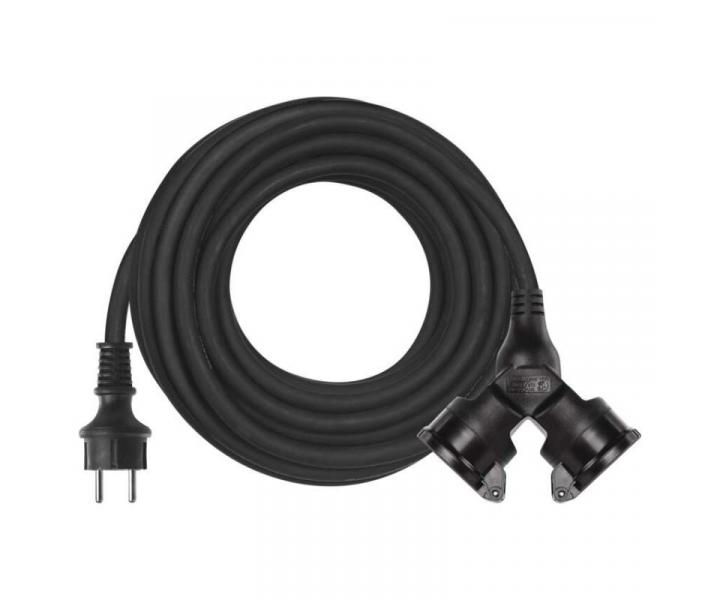 Venkovn prodluovac kabel 15 m / 2 zsuvky / ern / guma / 230 V / 1,5 mm2 Emos P0602