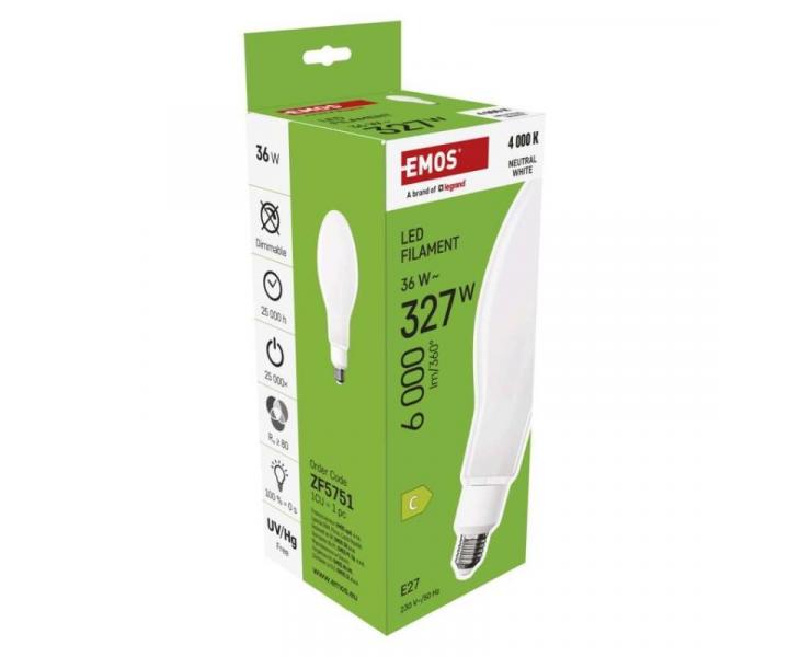 LED rovka Filament ED90 / E27 / 36 W (327 W) / 6 000 lm / neutrln bl Emos ZF5751