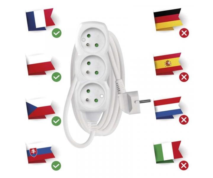 Prodluovac kabel 2 m / 3 zsuvky / bl / PVC / 1 mm2 Emos P0312