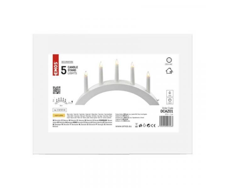 Svcen na 5x roviku E10 devn bl, oblouk, 20x38 cm, vnitn, tepl bl Emos DCAZ01