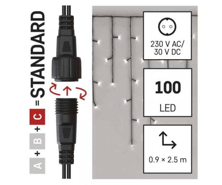 Standard LED spojovac vnon etz  rampouchy, 2,5 m, venkovn, studen bl Emos D1CC01
