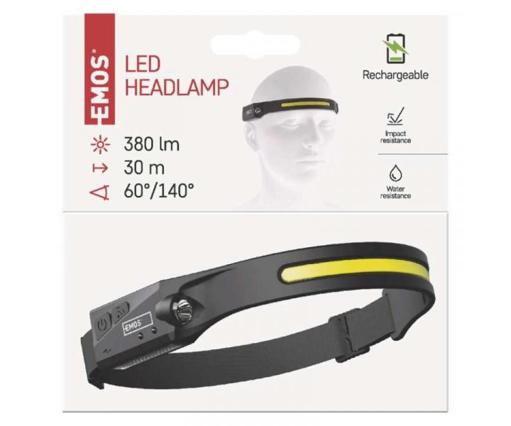 COB LED nabjec elovka P3541, 380 lm, 30 m, Li-Pol 1200 mAh Emos P3541