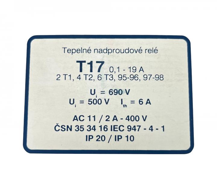 Tepeln� nadproudov� rel� EPM Elektrop��stroj T17I, 0,52 A