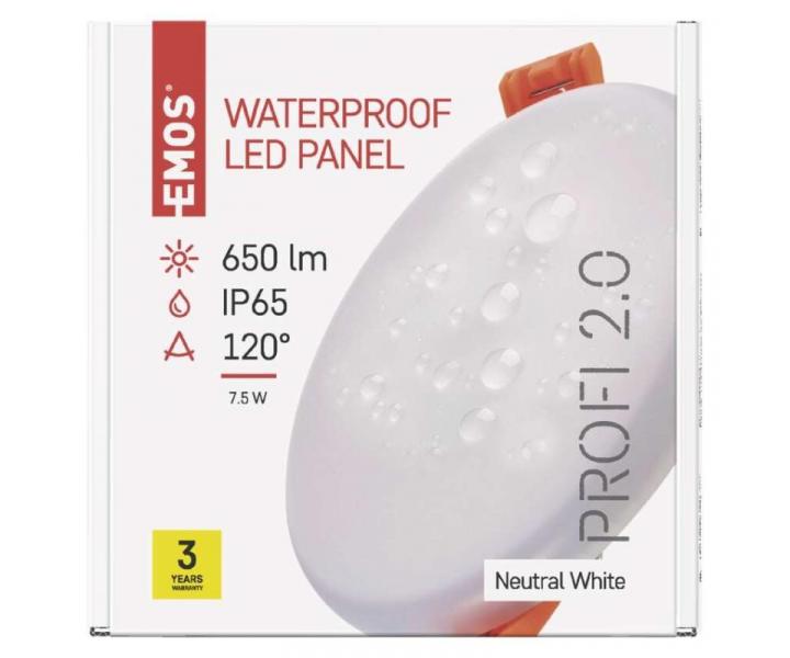 LED vestavn svtidlo VIXXO, kruhov, bl, 7,5W neut. bla, IP65 Emos ZV1122