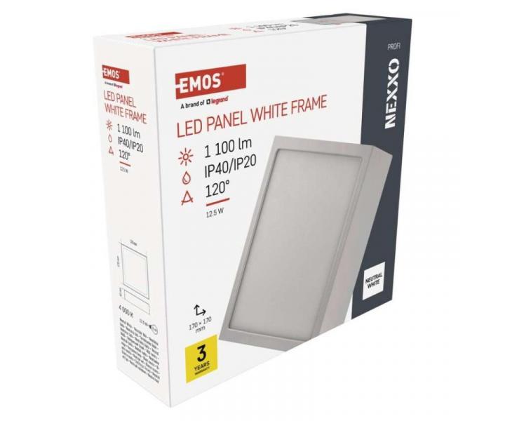 LED pisazen svtidlo NEXXO, tvercov, bl, 12,5W, neutrln bl Emos ZM6135
