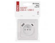 Zsuvka s USB A+USB C., bl Emos A6000.4