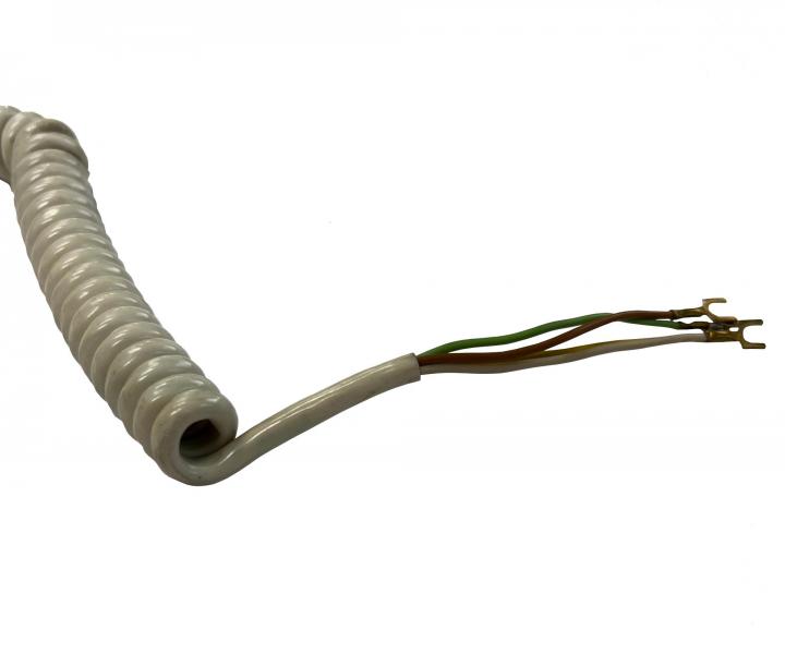 Flexo telefonní PVC kroucená šňůra MT 4-22S-6 B, vidlice, bílá, 1,15 m - II. jakost - pošpiněné