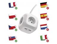 Prodluovac kabel - kostka 1,9 m / 4 zsuvky / bl / PVC / s USB / 1 mm2 Emos P04119U