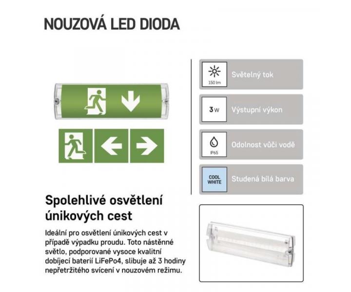 LED Nouzov svtidlo NESSI 3W 3h IP65 Emos ZN1110