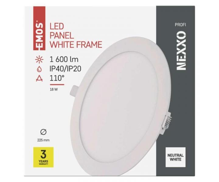 LED vestavn svtidlo NEXXO, kruhov, bl, 18W, neutrln bl Emos ZD1145