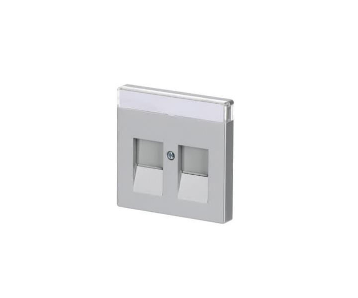 Kryt zsuvky komunikan, s krycmi clonkami (pro 2 zsuvky) ABB Future 2CKA001710A3676 - hlinkov stbrn
