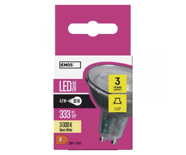 LED rovka Classic MR16 / GU10 / 4,2 W (36 W) / 333 lm / tepl bl Emos ZQ8333