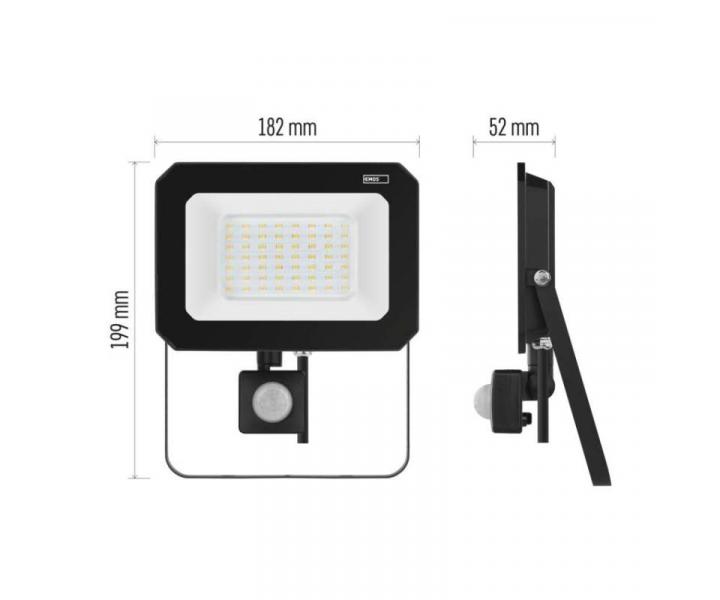 LED reflektor SIMPO s pohybovm idlem, 50 W, ern, neutrln bl Emos ZS2343