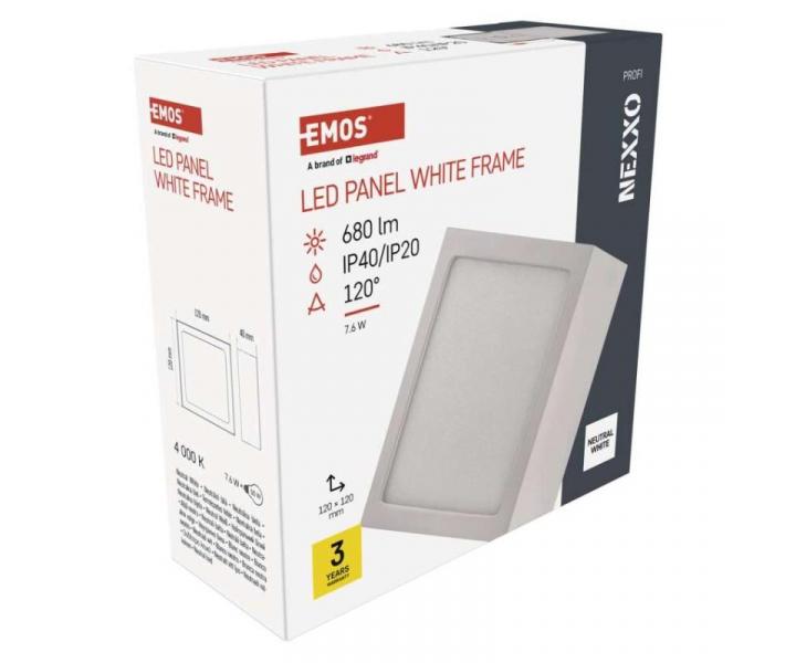 LED pisazen svtidlo NEXXO, tvercov, bl, 7,6W, neutrln bl Emos ZM6125