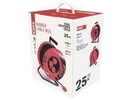 Venkovn prodluovac kabel na bubnu 25 m / 4 zsuvky / ern / guma / 230 V / 1,5 mm2 Emos P084251
