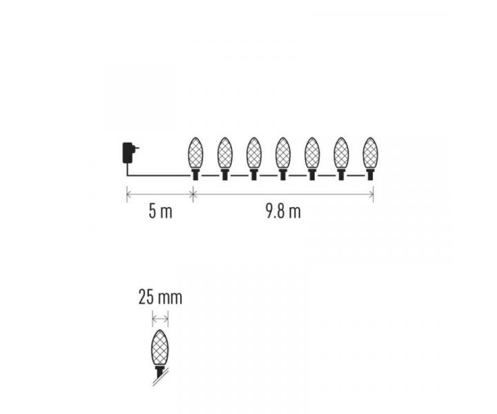 LED vnon etz, barevn rovky, 9,8 m, multicolor, multifunkce Emos D5ZM01