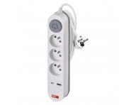 Prodluovac kabel Emos P1312PD, 3x zsuvka, 1x USB-A, 1x USB-C, bl, 2 m