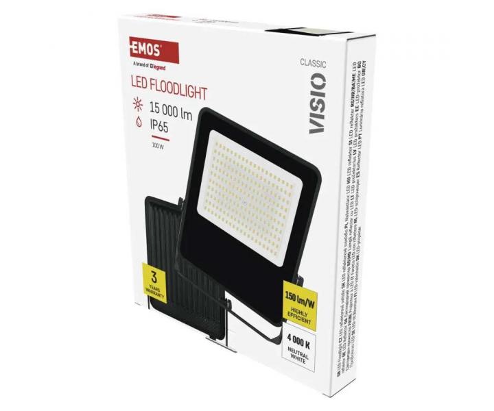 LED reflektor Emos Visio ZS2553, IP65, 100 W, ern, neutrln bl
