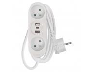 Prodluovac kabel Emos P0211E, 2x zsuvka, 2x USB-A, 1x USB-C, bl, 1,4 m