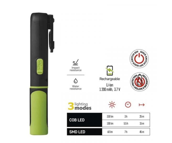 COB LED + SMD LED nabjec svtilna P4537, 330 lm, 1200 mAh Emos P4537
