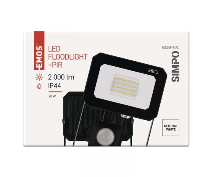 LED reflektor SIMPO s pohybovm idlem, 20 W, ern, neutrln bl Emos ZS2323