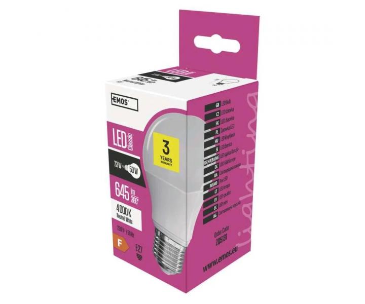 LED rovka Emos Classic A60 ZQ5131, E27, 7,3 W (50 W), neutrln bl