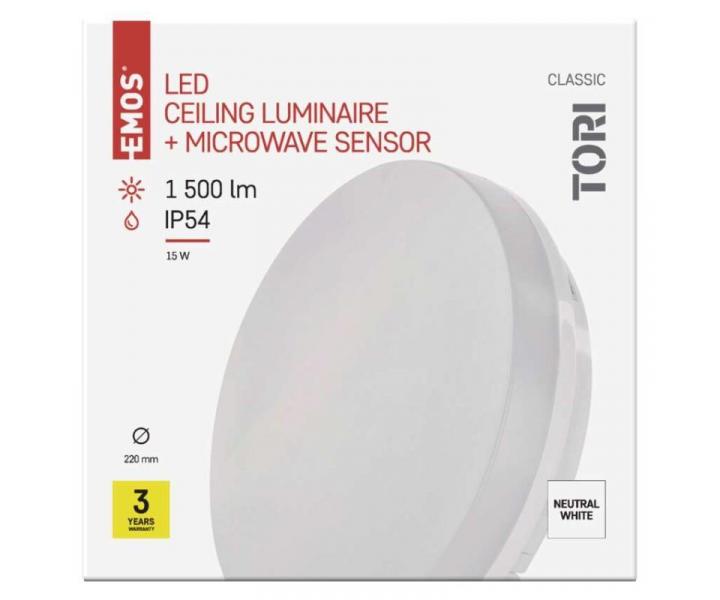 LED pisazen svtidlo TORI s pohyb. idl., kr. 15W n.b., IP54 Emos ZM4328