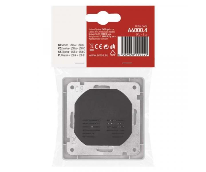 Zsuvka s USB A+USB C., bl Emos A6000.4